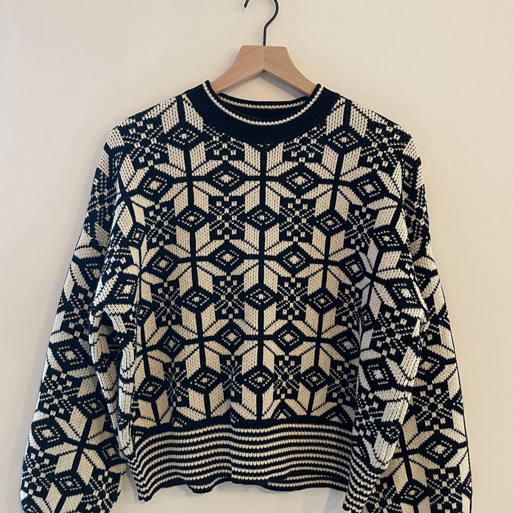 The GREAT. Snowflake Pullover Sweater - Licorice